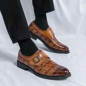 abordables Officiel-Chaussures habillées à boucle en similicuir marron pour homme avec motif crocodile – chaussures habillées élégantes pour le bureau et les événements professionnels