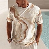 お買い得  Camisetas tropicais de férias-男性用 抽象的 マーブル Tシャツ 半袖 Tシャツ 3Dプリント クルーネック シャツ トロピカル風 ハワイアン バケーション ストリート カジュアル 黒1 ブラック ホワイト 夏 春 衣類 S M L XL XXL XXXL