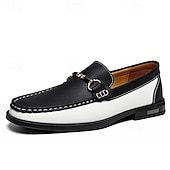 cheap Men&#039;s Slip-ons &amp; Loafers-Men&#039;s Green and White Faux Leather Moccasin Loafers Fashion Slip-On Driving Shoes for Casual Wear and Spring Outfits