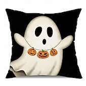 cheap Throw Pillows &amp; Covers-1 pcs Linen Pillow Cover, Halloween Square Traditional Classic