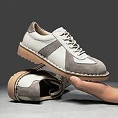 abordables Occasionnel-Homme Derby Marche ancien Affaires Occasionnel Quotidien Daim Cuir fendu Confortable Antidérapant À lacets Gris&amp;Blanc Noir Printemps