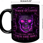 olcso Halloween Kithen-halloween ajándék bögre, 3D koponya fekete kerámia kávésbögre 330ml/12oz, ijesztő halloween bögre férfiaknak és nőknek, gótikus horror csontváz bögre partira, otthonra vagy ajándékba