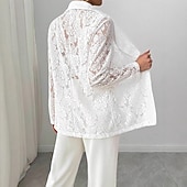abordables Blazers et Costumes-Femmes Blazer Respirant Confortable Patchwork Broderie Mode Occasionnel Uni Bureau Rue Occasionnel Tenue quotidienne Ouvert devant Régulier Col Rabattu Coupe régulière manche longue Vêtements