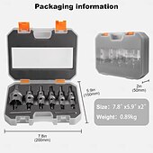 economico set di punte da trapano-Kit di 5 seghe a tazza TCT con punta in carburo di tungsteno e punta pilota in titanio per metallo, acciaio inossidabile, ferro, legno, plastica