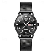 cheap Quartz Watches-A New Milan Stainless Steel Bracelet Business Quartz Watch With A Px7 Water Resistance Rating And Luminous Date And Day Display. It Is A Fashionable Trendy Casual And Versatile Sports Men&#039;S Business