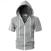 economico felpe con cappuccio da uomo di base-Per uomo Felpa con cappuccio Felpa con cappuccio a zip intera Nero Rosa Grigio scuro Grigio Con Cappuccio Semplice Con zip Tasca Sport &amp; Outdoor Quotidiano Ferie Poliestere Streetwear Essenziale