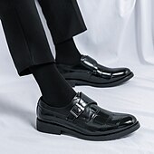 abordables Officiel-Chaussures habillées à boucle en similicuir marron pour homme avec motif crocodile – chaussures habillées élégantes pour le bureau et les événements professionnels