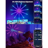 baratos Fitas de Luz Inteligentes-Luzes LED de Fogos de Artifício Inteligentes USB Decorativas para Quarto Luzes LED que Mudam de Cor com Efeito de Explosão Controle Remoto do App da Tira RGB para Halloween