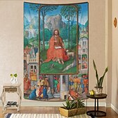 billige Religiøs vev-Middelaldersk Teppe Middelalder Hengevev Stort Teppe Veggdekor Fotografisk Bakgrunn Teppe Gardin Hjem Soverom Stue Dekorasjon