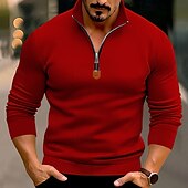 economico felpe in pile-Per uomo Felpa con cappuccio e zip Felpa con zip Felpa con cappuccio in pile Aalbicocca Nero Bianco Vino Rosso Colletto Mao Semplice Zip a un quarto Sport &amp; Outdoor Casuale Quotidiano Streetwear Cool