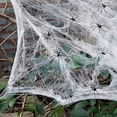 levne Halloween venkovní dekorace-dekorace z halloweenských pavučin s extra falešnými pavouky, super elastické pavučiny pro halloweenskou výzdobu uvnitř i venku
