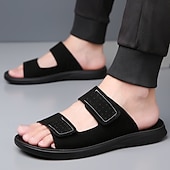abordables Sandales de Vacances-sandales en similicuir marron pour hommes avec design perforé fermeture velcro réglable légères et respirantes idéales pour les voyages d'été et les journées à la plage