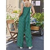 olcso nyaralás jumpsuit-Női Szabályos Jumpsuitek Aktív Virágos Ujjatlan Széles lábszár Kerek Zseb Magas derék Vakáció Napi Normál Sárga Arcpír rózsaszín Katonai zöld Nyár