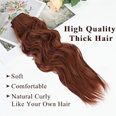 abordables Clip dans les extensions-Extensions de cheveux bouclés à clipser 4 pièces postiches synthétiques épais et longs ondulés avec double trame en fibre pour cheveux de femme tête complète