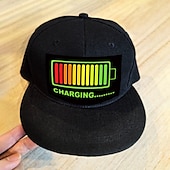 baratos Luzes decorativas-Boné snapback com LED ativado por som, chapéus com LED, boné de beisebol com exibição de mensagem, para festa de Natal e Halloween