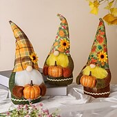 billiga tacksägelse &amp; höstdekoration-Ansiktslös gnomdekoration med höstpumpahuvud, kreativ plyschfigur på bord, höstlovs-gnomdocka för säsongsbetonad display i hemmakontor