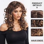 abordables Perruques Synthétiques Sans Bonnet-Perruque Synthétique Ondulé Afro Bouclé Coupe Asymétrique Avec frange Fabriqué à la Machine Perruque 18 pouces A1 Cheveux synthétiques Femmes Classique Confortable Dégradé de couleur Multicolore