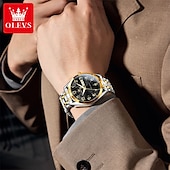 cheap Quartz Watches-OLEVS 3666 Luxury Man Watch Stainless Steel Waterproof Dual Calendar Classic Large Digital Dial Original Quartz Watches