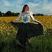 olcso Fűzők-Retró Középkori Reneszánsz Fűző Prsluk Bustier Hímzett Női Kelta Fantasy Mindszentek napja Farsang Álarcos mulatság Parti Alkalmi / Napi LARP Felnőttek Fűző