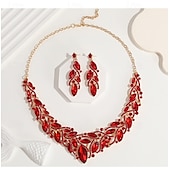 abordables Parures de Bijoux-un parure de bijoux de mariée 1 ensemble Zircon Strass 1 Collier Boucles d&#039;oreilles Femmes Mode Personnalisé Luxe Mignon Fantaisie Forme de Feuille irrégulier Parure de Bijoux Pour Mariage Soirée