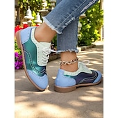 economico Anni &amp;#39;50-Scarpe Oxford da donna con punta a coda di rondine e motivo color block, brogues stringate retrò anni &#039;50 con pannelli iridescenti per uscite casual e street style di ispirazione vintage