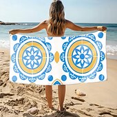 baratos Cobertores &amp; Mantas-toalha de praia macia e absorvente - design leve, de secagem rápida e sem areia para praia, piscina e viagens