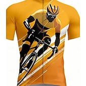 abordables Maillots pour hommes-Homme Maillot de cyclisme Manche Courte Cyclisme Maillot Top avec 3 poches arrière Résistant aux UV Séchage Rapide Fermeture Éclair Frontale Bandes réfléchissantes Jaune Des sports Vêtement Tenue