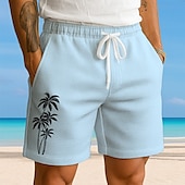 economico pantaloncini felpati 3d da uomo-Per uomo Albero di Cocco Piante Tropicali Pantaloncini Waffle Pantaloncini da tuta Pantaloncini casual Misura del girovita medio Moda Casual Vacanza Jogging Allenamento Coulisse elastica in vita