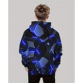 billiga Pojkens 3D Vision &amp; Geometri-Pojkar 3D Geometrisk Huvtröja Långärmad Vår Höst Mode Streetwear Barn 4-12 år Huva Utomhus Ledigt Dagligen Normal