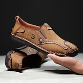 Χαμηλού Κόστους Ανδρικά Sneakers-Ανδρικά καφέ slip-on παπούτσια με ραφές σε αντίθεση, μαλακή εσωτερική σόλα και ανθεκτική σόλα από καουτσούκ για casual ρούχα γραφείου, καθημερινές μετακινήσεις και χαλάρωση το Σαββατοκύριακο.
