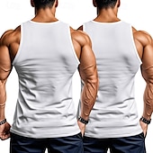 cheap Tank Tops-Men&#039;s Tank Top Vest Top Undershirt Sleeveless Shirt Sleeveless Crew Neck Summer Plain Fashion Designer Basic 2 Piece Vacation Street Going out Black White Black+White Top Tee for Men