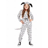 billige Barnekostymer-Eventyr Dyr Dalmatinere Kigurumi-pysjamas Onesies Cosplay Gutt Jente Barne Ytelse Pedagogisk utkledning Kle deg ut på skolearrangementet Halloween Karneval Verdens bokdag Enkelt karnevalskostyme
