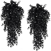economico Corone di Halloween e Decorazioni Floreali-2/4 mazzi di piante artificiali di Halloween, foglie di eucalipto finte, finte piante verdi in plastica per esterni, per pareti, casa, stanza, patio, interni, mensole, ufficio, decorazioni
