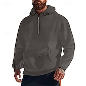baratos Moletom com capuz de lã-Homens Moletom Moletom com capuz Tático Preto Branco Roxo Verde Cinza Claro Com Capuz Tecido Bolso frontal Desportos e Ar livre Casual Diário Roupa de rua Legal Roupa de Esporte Outono &amp; inverno Roupa