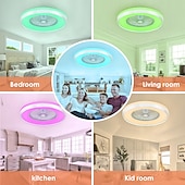 economico Ventilatore da soffitto con luci-Ventilatore da soffitto senza pale con luce, ventilatore da soffitto a basso profilo, ventilatori da soffitto intelligenti RGB, telecomando Fandelier, lampadario moderno a filo chiuso