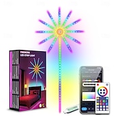 baratos Fitas de Luz Inteligentes-Luzes LED de Fogos de Artifício Inteligentes USB Decorativas para Quarto Luzes LED que Mudam de Cor com Efeito de Explosão Controle Remoto do App da Tira RGB para Halloween