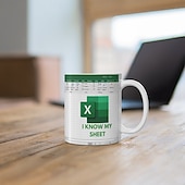 tanie Kubki i filiżanki-kubek excel, zabawny ceramiczny kubek do kawy do biura 330 ml/12 uncji, prezent dla białych kołnierzyków w stylu arkusza kalkulacyjnego dla współpracownika, analityka, księgowego, szefa, dekoracja