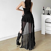 economico Abiti casual bianchi-Per donna Abito Lungo Maxi Abito Abito Estivo Abito Sottoveste Moda Moderno All&#039;aperto Ferie Data Vestibilità regolare Semplice Senza Maniche Spalline sottili Nero Bianco Rosso Estate