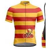 baratos Conjuntos de Roupa de Homem-Homens Camisa com Bermuda Bretelle Manga Curta Laranja Moto Esportes Gráfico Linhas / Ondas Riscas Roupa