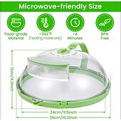 abordables Ustensiles et gadgets de cuisine-Couvercle pour micro-ondes pour aliments, couvercle à vapeur résistant aux hautes températures avec conception à injection d&#039;eau, protection anti-éclaboussures retenant l&#039;humidité pour le chauffage et