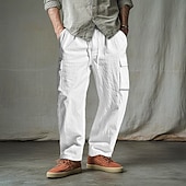 baratos Clássico-Homens Calças Cargo Calças Calção Calça verão Calças de praia Com Cordão Cintura elástica Bolso multi Côr Sólida Tecido Conforto Respirável Comprimento total Ao ar livre Diário Feriado Férias Moda