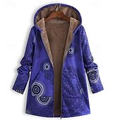preiswerte Sherpa-Jacken-Damen Fleecejacke Mantel Kapuzenjacke Warm Bequem Reißverschluss Tasche Mode Modern Lässig Geometrisch Ausgehen Wochenende Reisverschluss Regulär Mit Kapuze Normale Passform Langarm Oberbekleidung