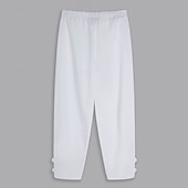 baratos Retrô-Homens Calças de linho Calças Calça verão Calças largas Calças Cropped Cintura elástica Com Cordão Côr Sólida Tecido Conforto Respirável Mimolet Casual Diário Feriado Férias Moda Preto Branco Sem