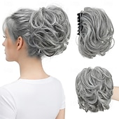 abordables Queue-de-cheval-Extensions de cheveux synthétiques ondulées et bouclées, queue de cheval courte et bouclée, style chignon décoiffé, flexibles et polyvalentes