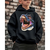 billige Guttens 3D Dyr-Gutt 3D Dinosaur Hattetrøje Langermet Vår Høst Mote Gatemote Barn 4-12 år Med hette utendørs Avslappet Daglig Normal