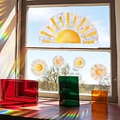 Недорогие Стикеры на стену-Радужные облака и переливающийся солнечный свет, статическая наклейка на окно, самоклеящаяся наклейка на стекло для украшения дома и витрины, наклейка на витражное окно