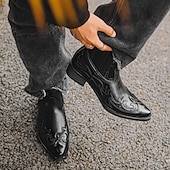 abordables Bottes de motard-Bottines de cowboy en cuir marron style western pour homme avec motif flamme brodé – bottes tendance pour événements country, rodéos et tenues décontractées
