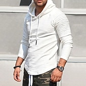economico maglione pullover da uomo-Per uomo Maglione Felpa con cappuccio Maglione a maglia A Coste Maglia Top Regolari Pieghe Semplice Con Cappuccio Moda Essenziale Vacanza Abbigliamento quotidiano Abbigliamento Primavera Autunno Nero