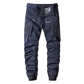 abordables Pantalons Cargo-Homme Pantalons Cargo Pantalons Boutons Taille Élastique Multi-poches Uni Portable Extérieur Quotidien Camping &amp; Randonnée Mode Classique Noir Vert Véronèse