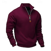 abordables Sudaderas Básicas_-Hombre Sudadera Sudadera con un cuarto de cremallera Albaricoque Negro Blanco Vino Rojo Media cremallera Plano Deporte Diario Festivos Poliéster Ropa de calle Básico Casual Primavera Otoño Ropa